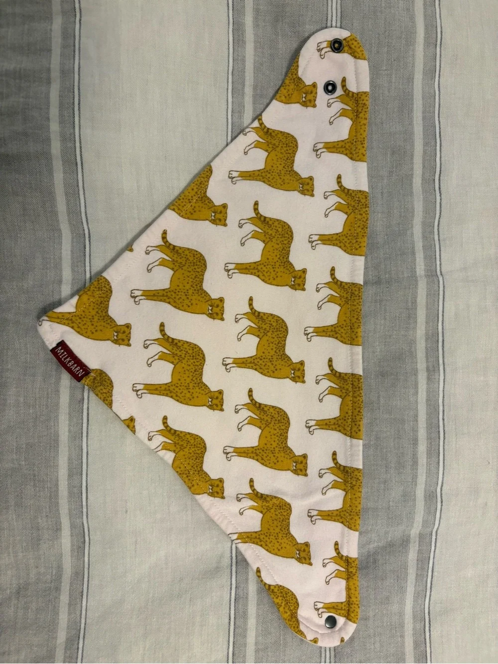 Milkbarn Cheetah Bamboo Three-Layer Kerchief Bib - Soft Pink and Yellow